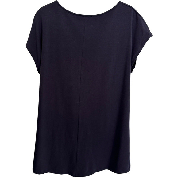 Elegantees Sita Organic Cotton Twisted Front Top Deep Purple Sz L Short Sleeve - Picture 2 of 7